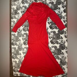 Amazon Women's Vibrant Red Long Sleeve Dress